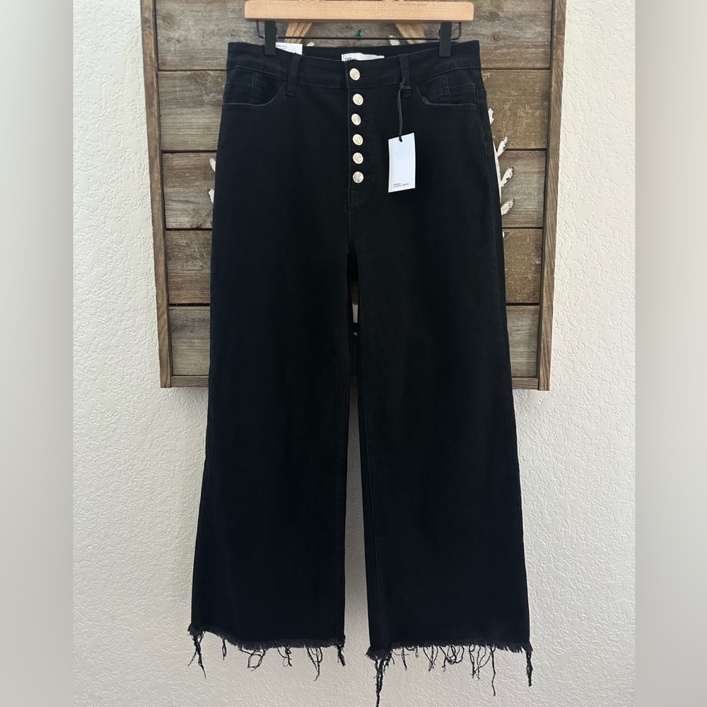 Piper & Scoot Dianne Black Wide-Leg Button-Up Women‎ Wide leg Jeans 31 NWT